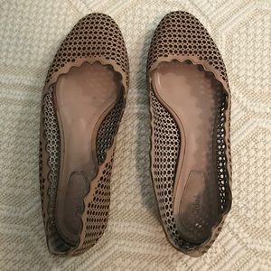 Chloe Scallop Perforated Leather Ballet Flats